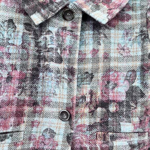 St. John Sport Plaid Wool Blend Floral Embroidered Collared Jacket Size Medium - Picture 6 of 15